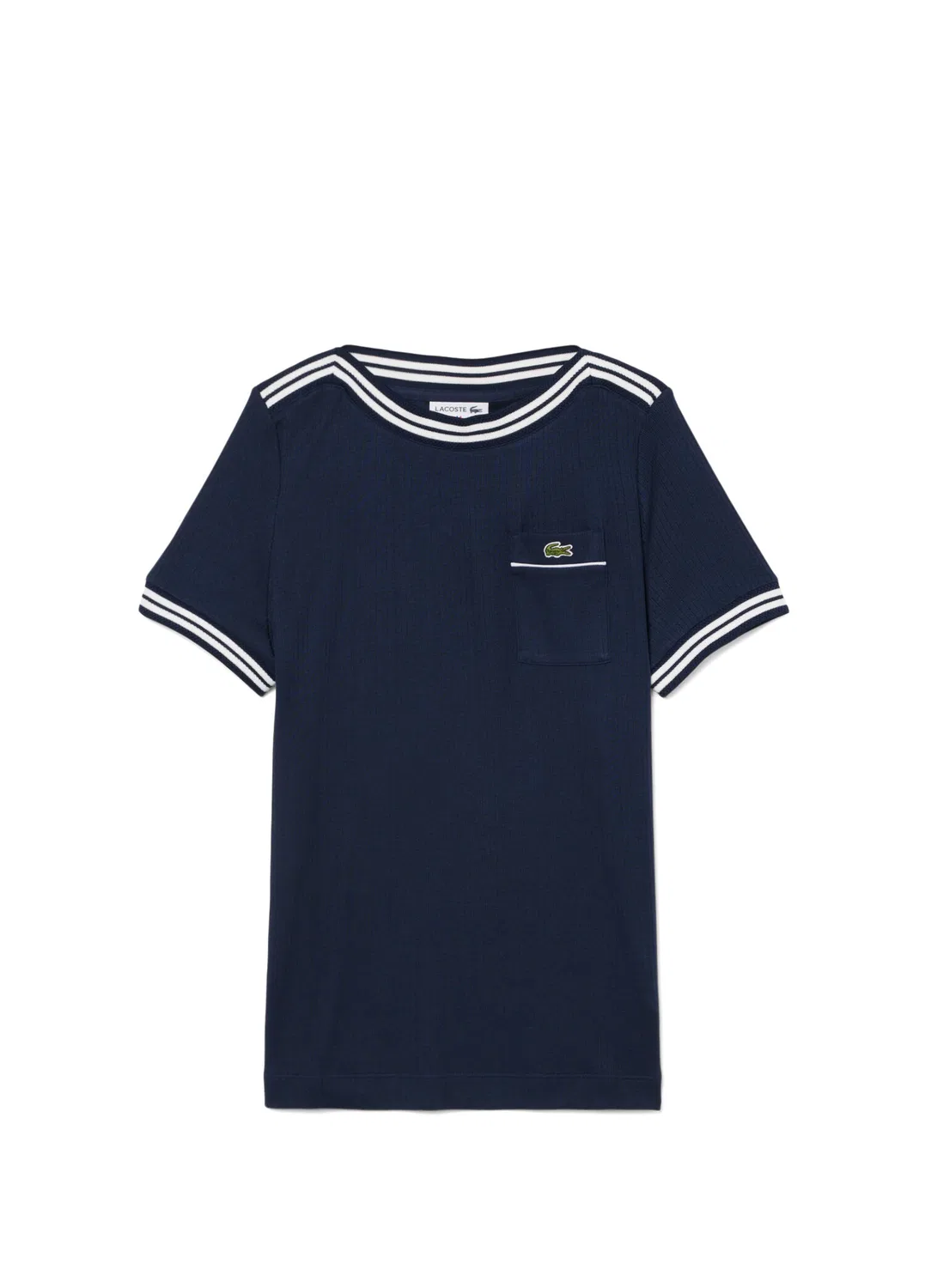 Футболка Lacoste Regular Fit Lacivert-525, полосатый воротник, синяя