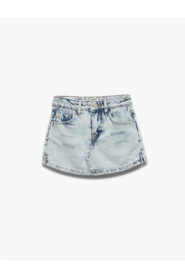 Детские шорты для девочек джинсовые с широкой штаниной Koton, Light Blue