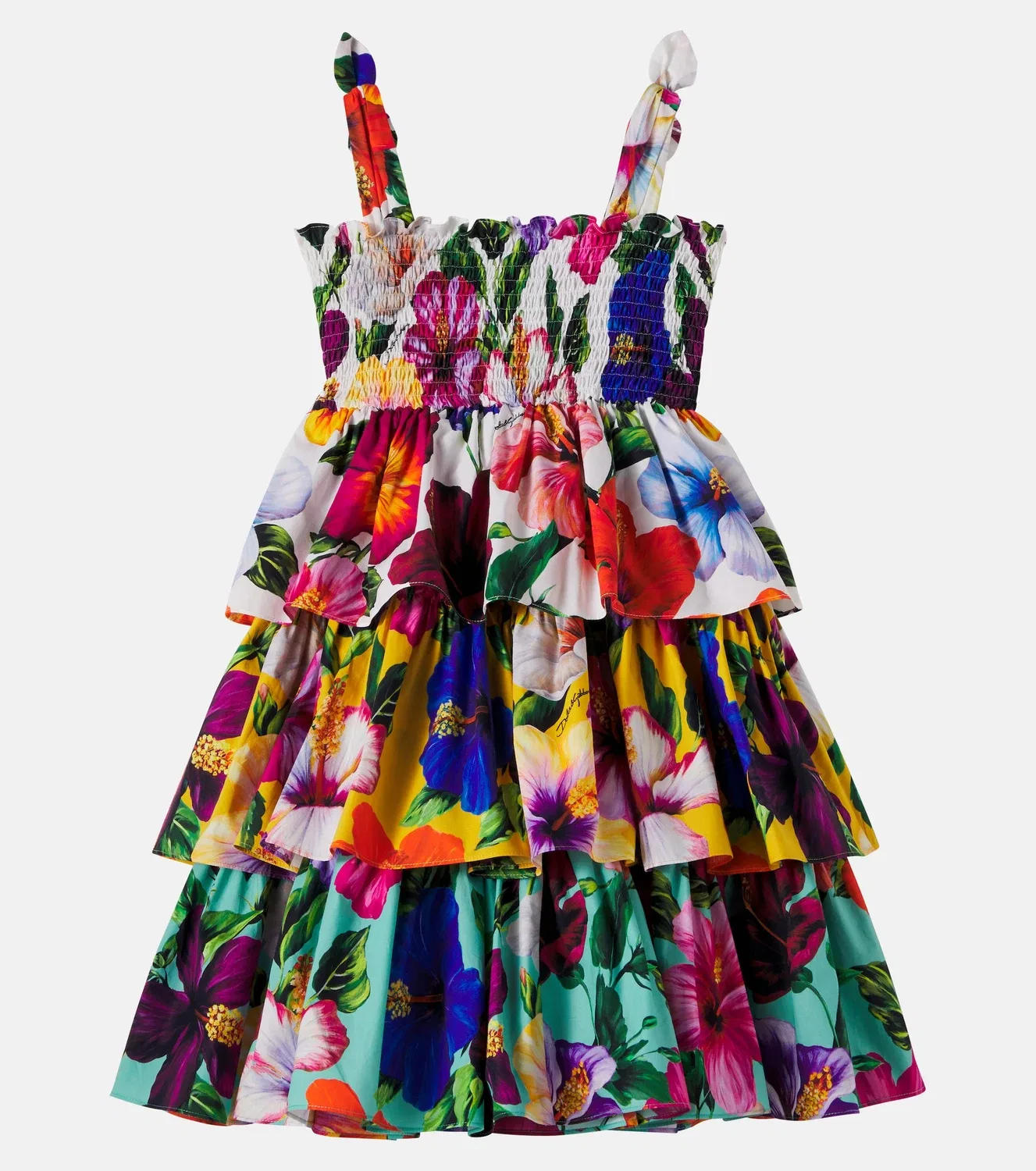 Платье с цветочным принтом Dolce&Gabbana Kids, мультиколор — фото 3
