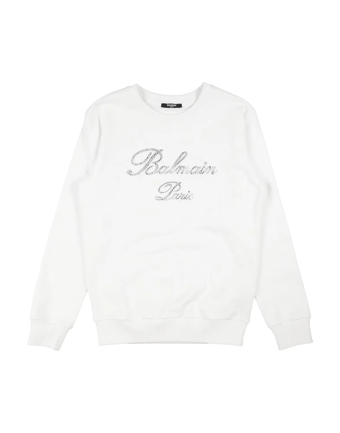 Детский свитшот для девочек с аппликацией Balmain, белый