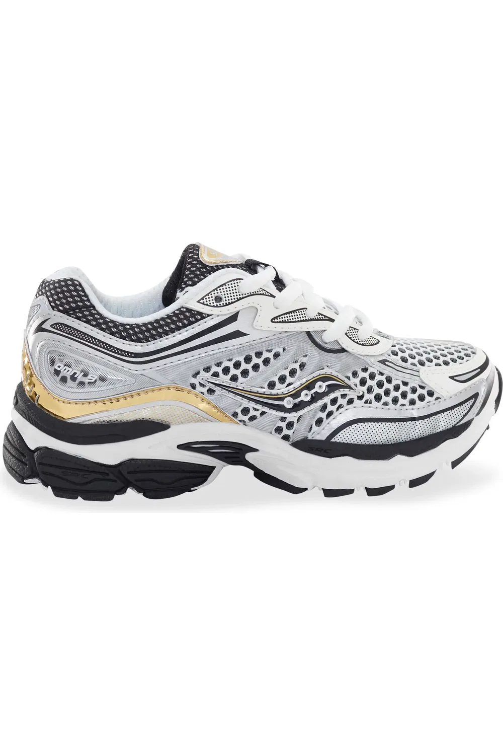 Кроссовки детские с сетчатым верхом ProGrid Omni 9 Saucony, Silver/Gold — фото 3