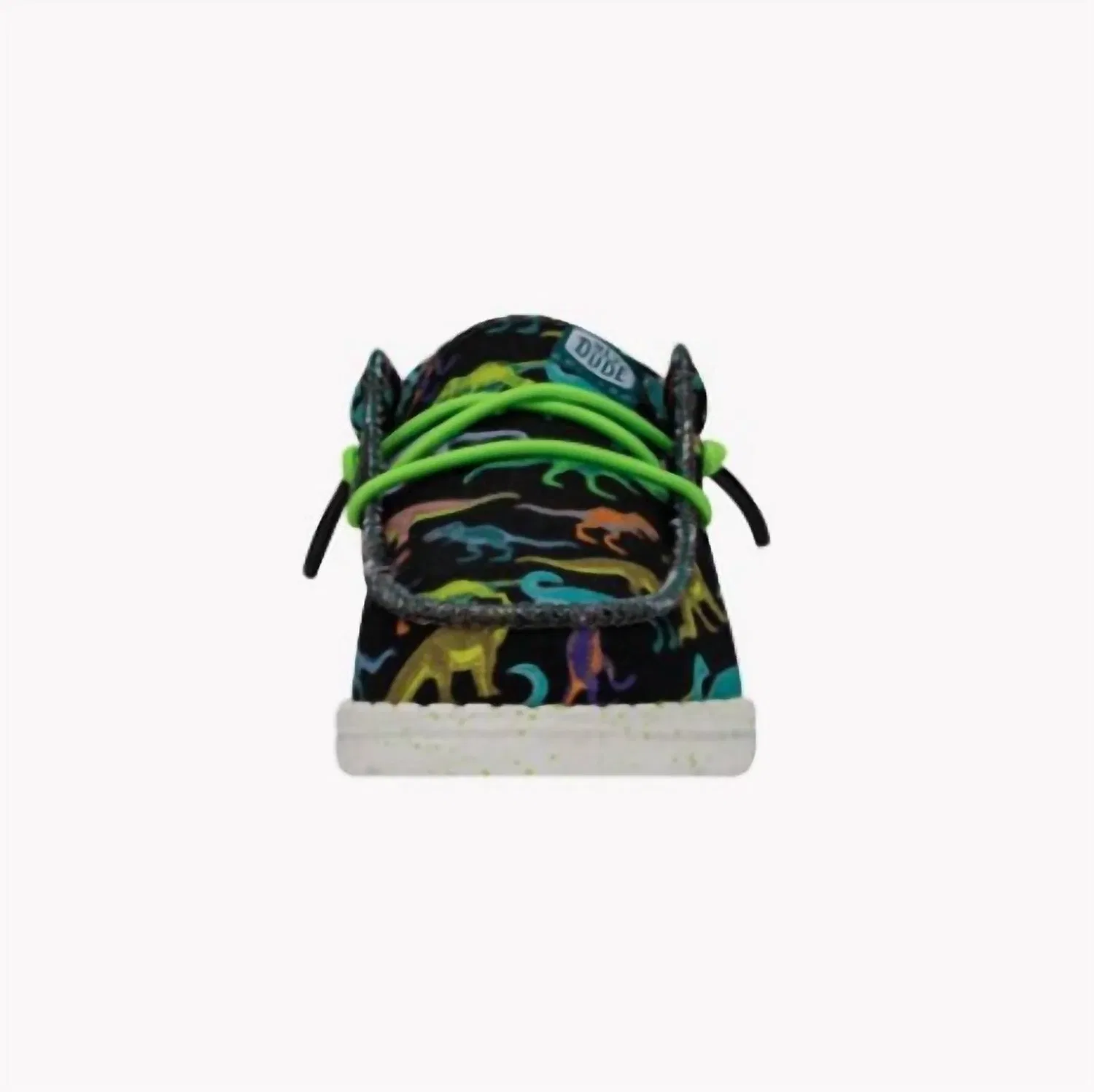 Детские кроссовки с динозавром Wally Dino Shoe Hey Dude, Black / Lime — фото 3
