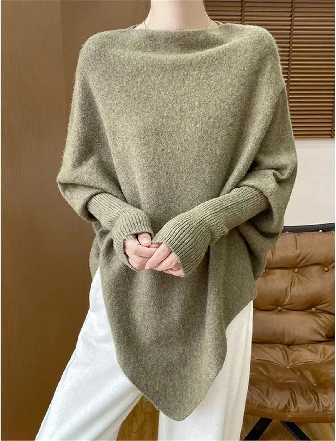 Женский свитер с высоким воротником, Warm Pullover, белый — фото 3