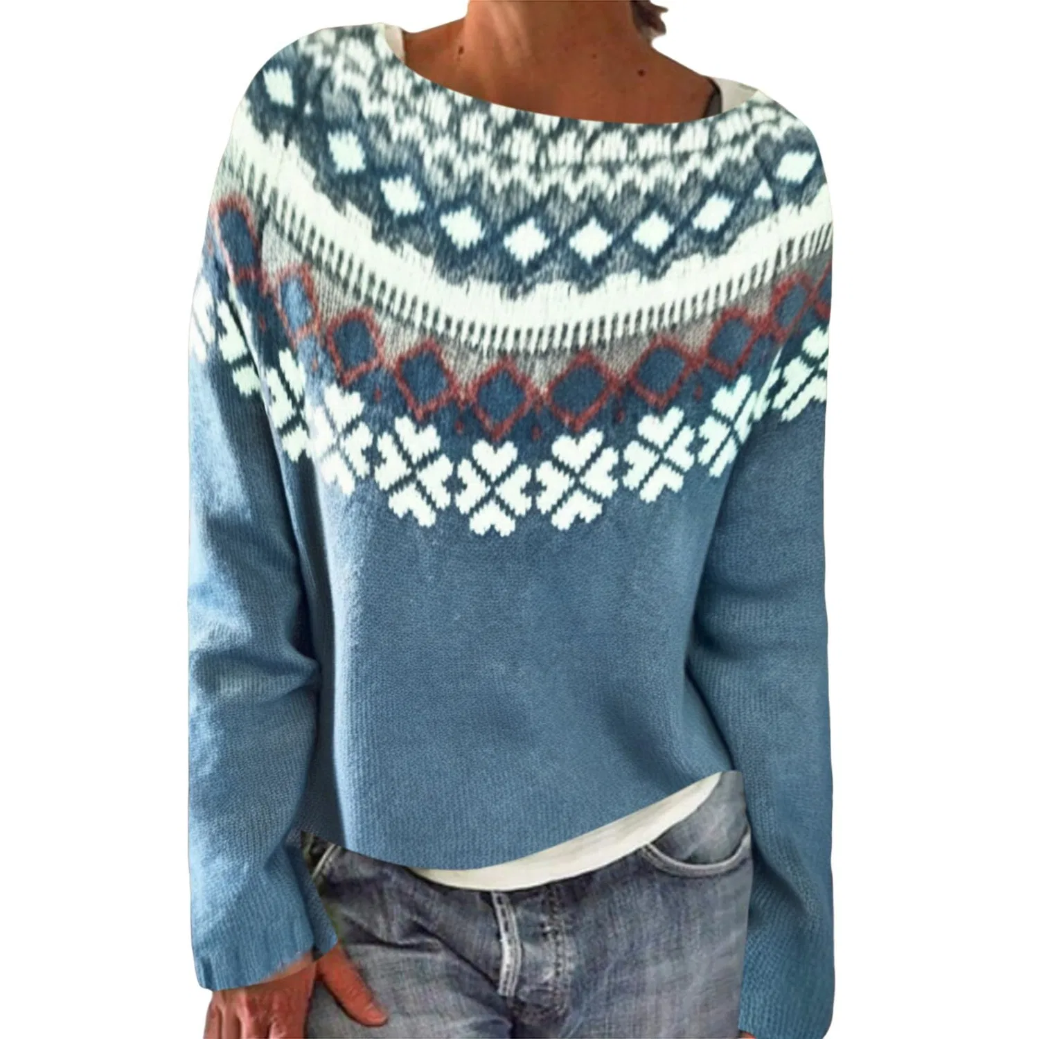Женский свитер с длинным рукавом Fairisle, Blue