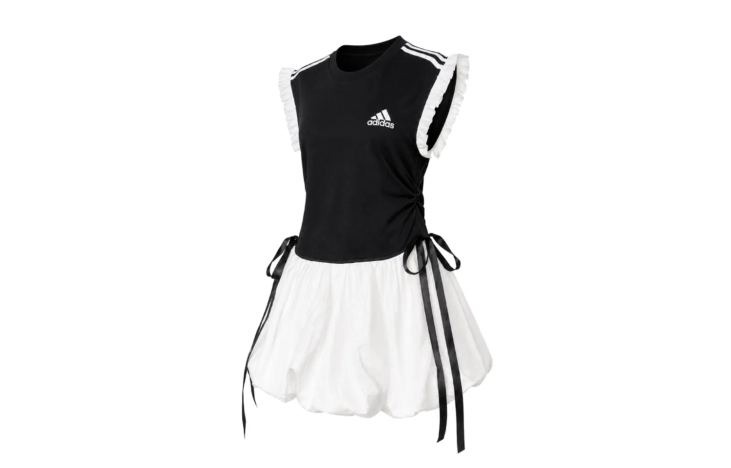 Детская футболка с принтом Adidas ESSENTIALS 3 Stripes T Shirt Unisex, Night Sky Ballet-Black White — фото 3
