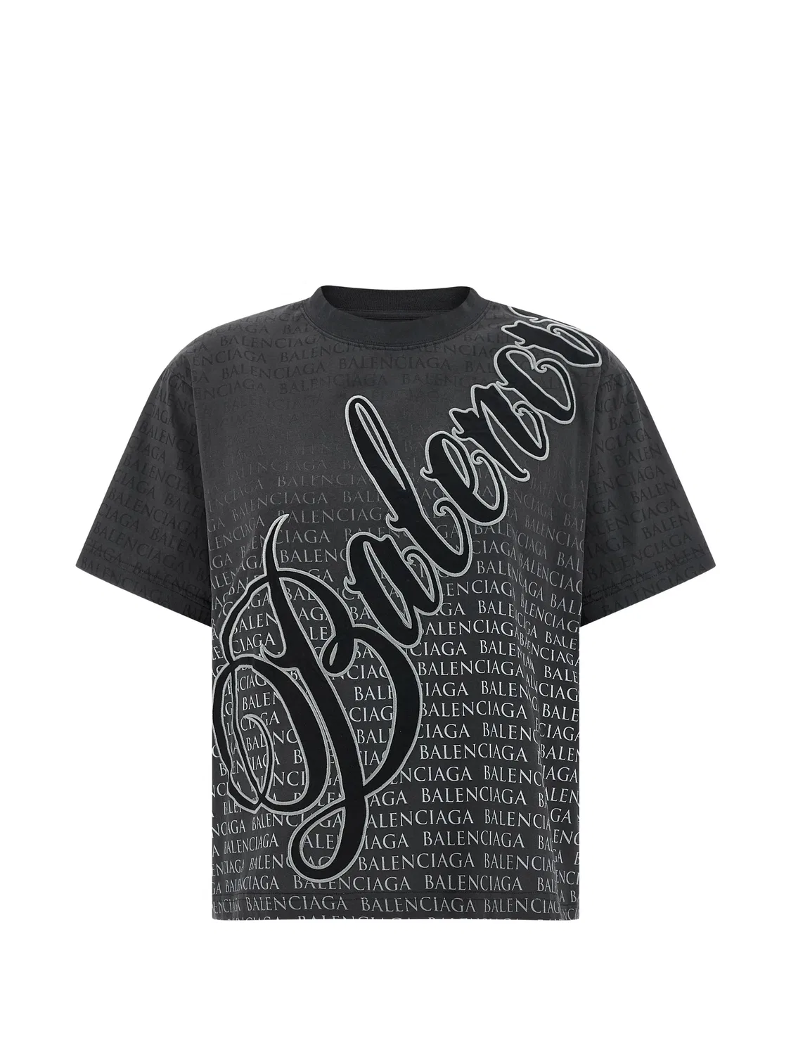 Футболка Cursive с графичным принтом Balenciaga, серый