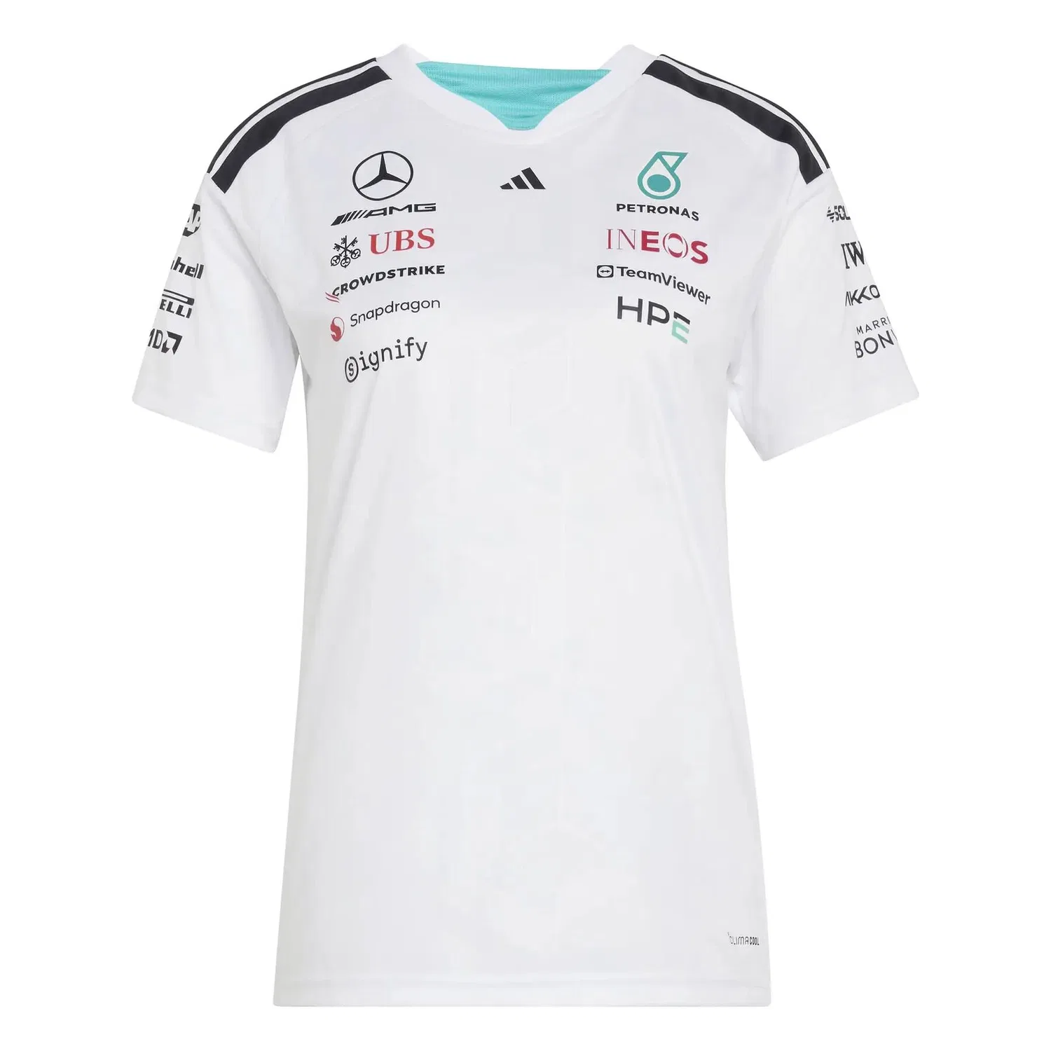 Женская футболка с принтом Mercedes AMG Petronas Formula One Team Driver Adidas, Weiss