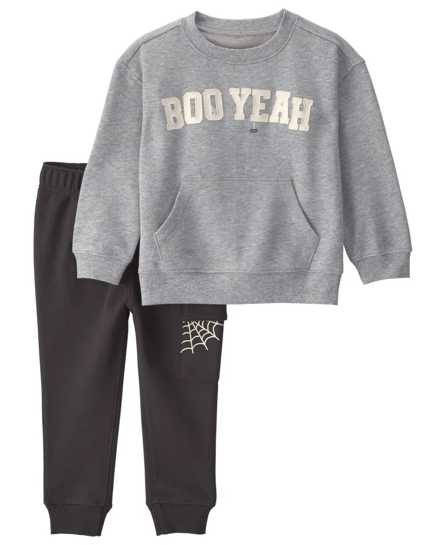 Комплект из свитшота и джоггеров Boo Yeah Halloween, 2 предмета Carter's, Gray/Black