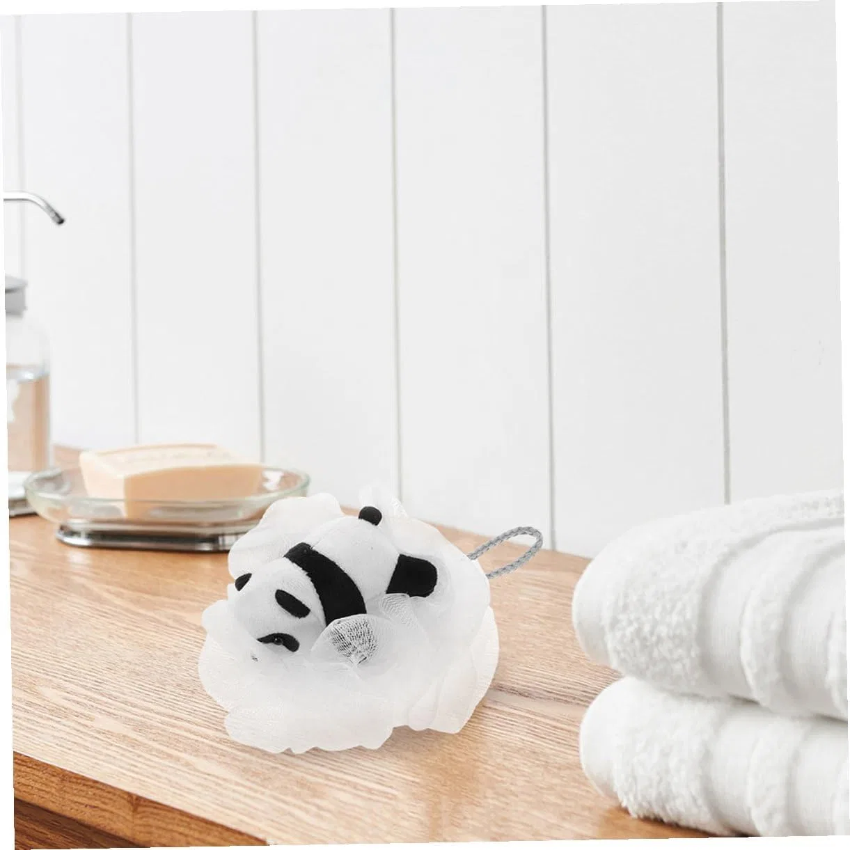 Детская мочалка Panda, 2 шт, DECOMELODY, 11x11x8 см, мультиколор — фото 4