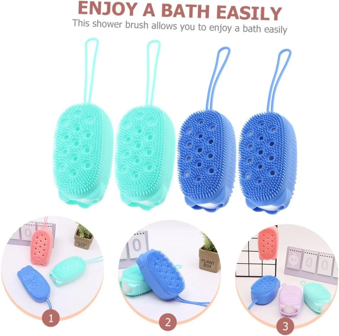 Щетка для тела Silicone Body Brush, TOPBATHY, 4 шт, Sortierte Farbe — фото 3