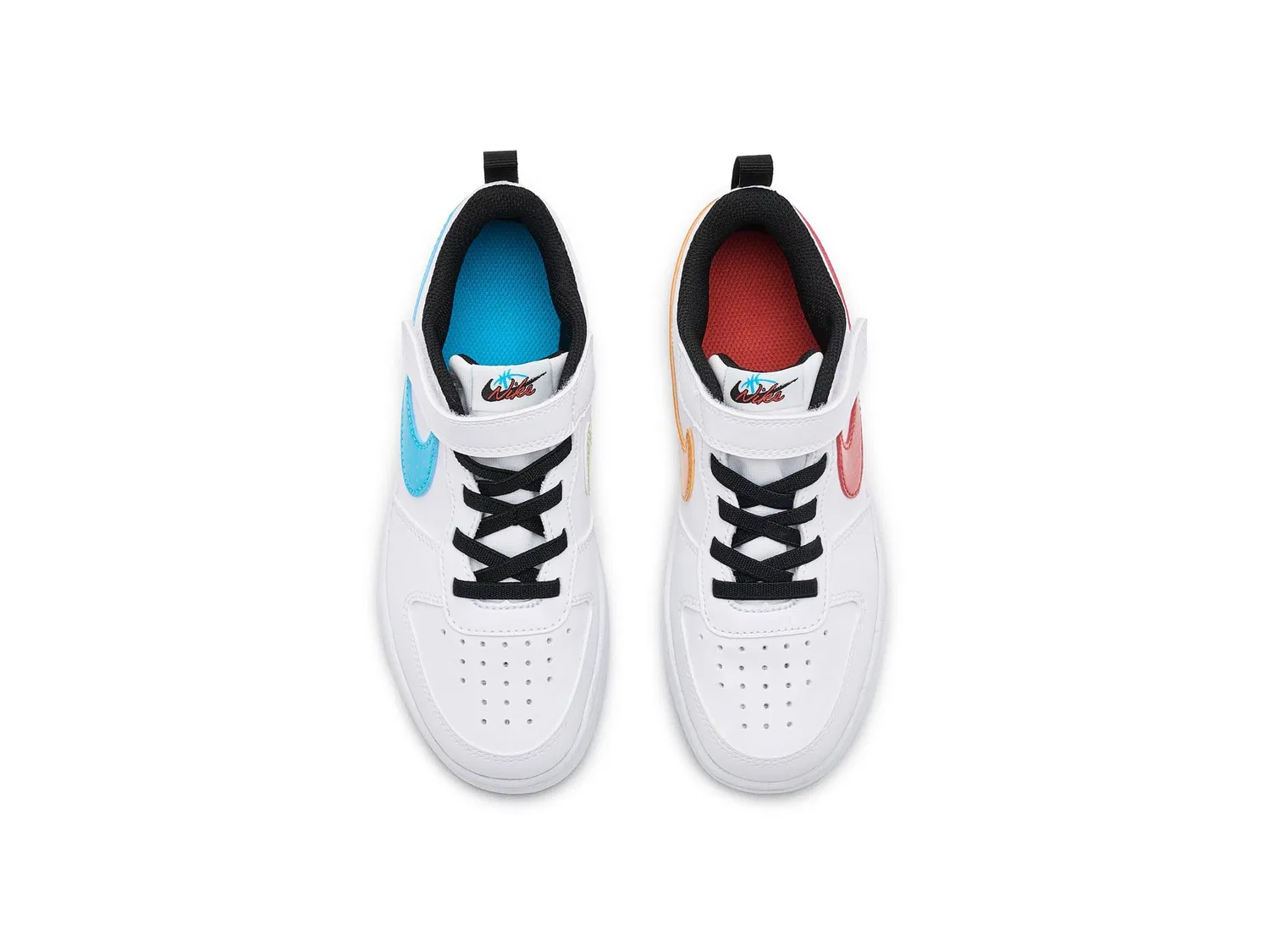 Кроссовки Court Borough Low (для маленьких детей) Nike Kids, White/Current Blue/Picante Red/Barely Volt/Laser Orange/Black — фото 3