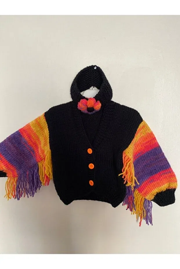 Детский кардиган для девочек цветной El Örgüsü Cici Bebe, Black Colored