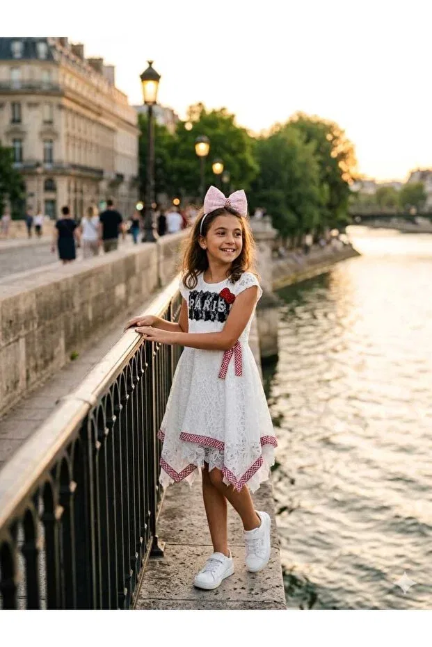 Детское платье для девочек с принтом Hilal Akıncı Kids, Red — фото 3