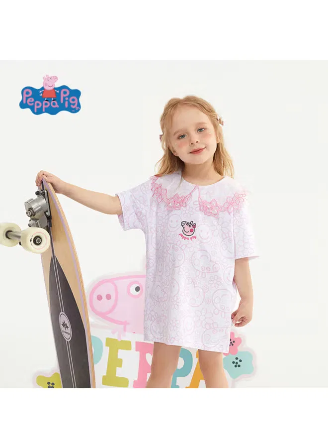Платье детское летнее с принтом Peppa Pig, розовый — фото 4