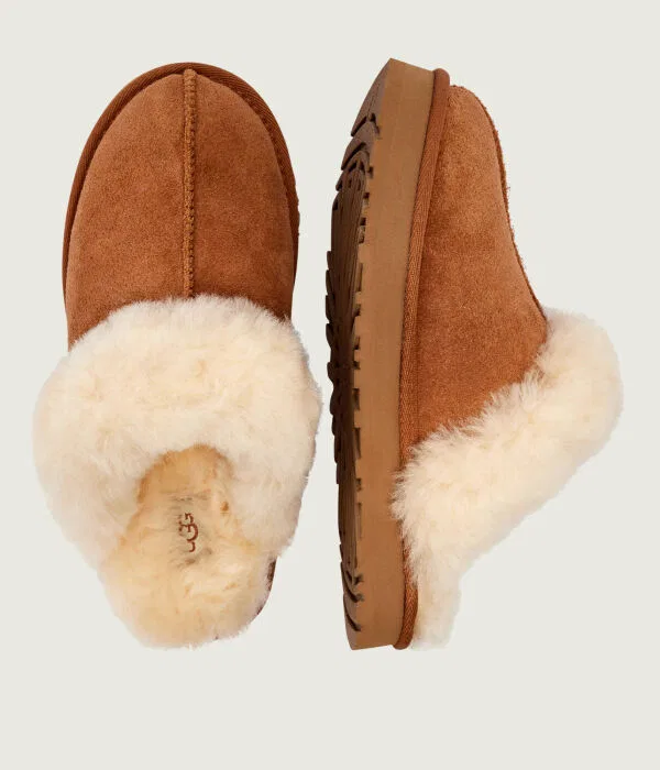 Детские домашние тапочки для девочек из кожи Disquette UGG, Cammello — фото 4