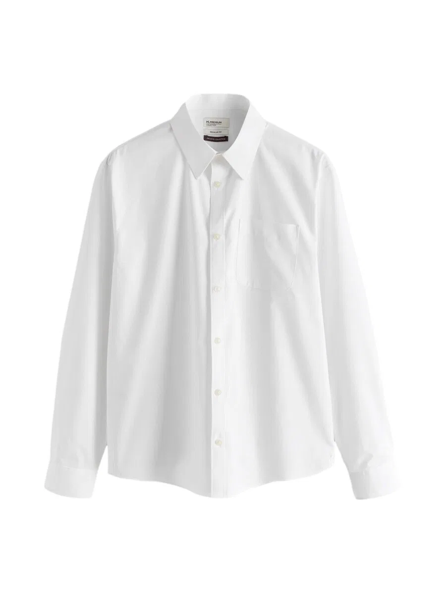Рубашка Next Regular fit Button Up Shirt 'Archive' белого цвета