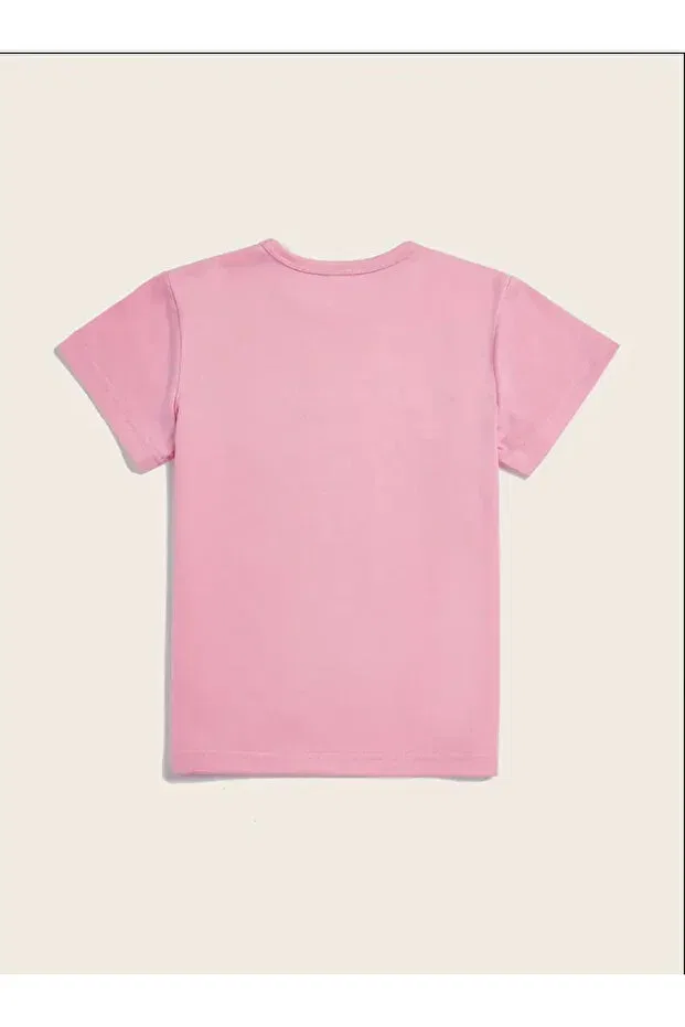 Детская футболка с принтом Kids City Lights Brooklyn Printed Oversize Crew Neck Children's T-Shirt Daxia, Pink — фото 2
