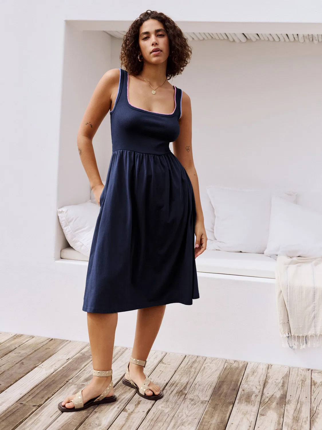 Платье миди джерси Navy Blue Next