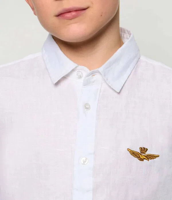 Детская рубашка из льна для мальчиков Camicia Di Lino Aeronautica Militare, белый — фото 4