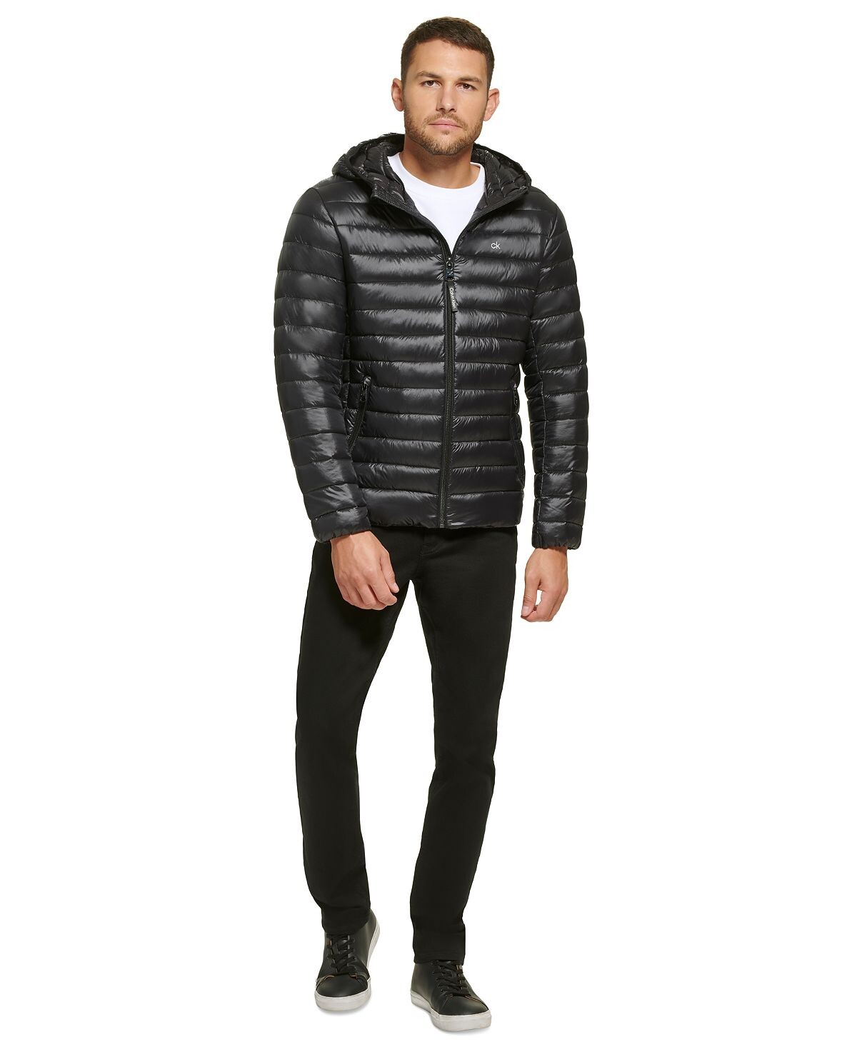 

Мужская стеганая куртка packable с капюшоном Calvin Klein, черный