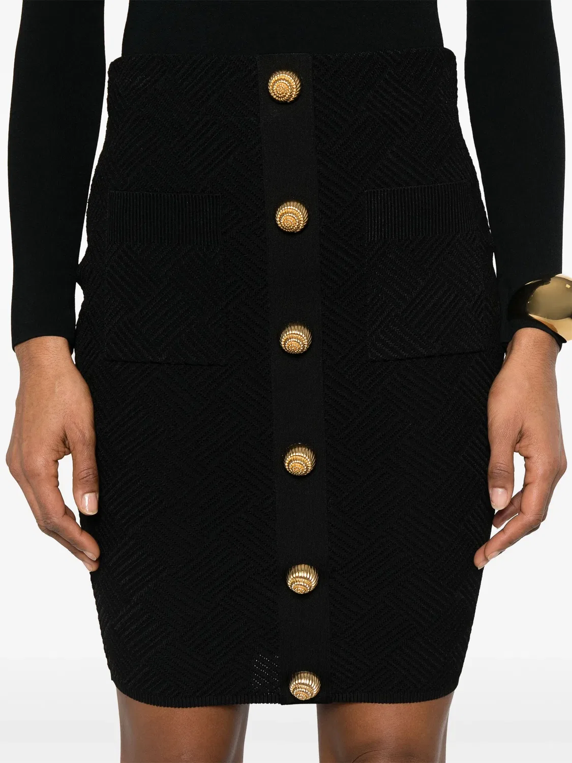Balmain Облегченная юбка из вискозы в черном цвете — фото 2