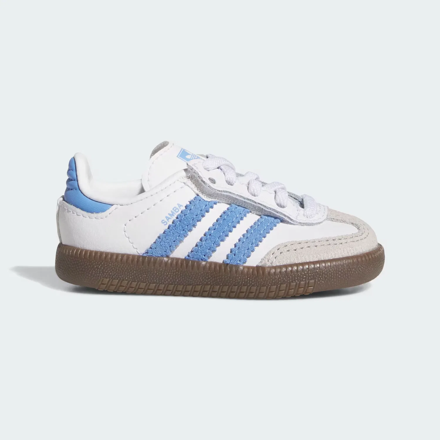 Детские кроссовки на липучке и эластичных шнурках Samba OG Adidas Originals, бело-синий