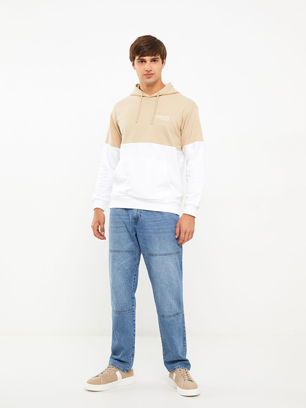 

Мужская толстовка с капюшоном и цветными блоками с длинным рукавом LCW Casual, Оранжевый, Мужская толстовка с капюшоном и цветными блоками с длинным рукавом LCW Casual