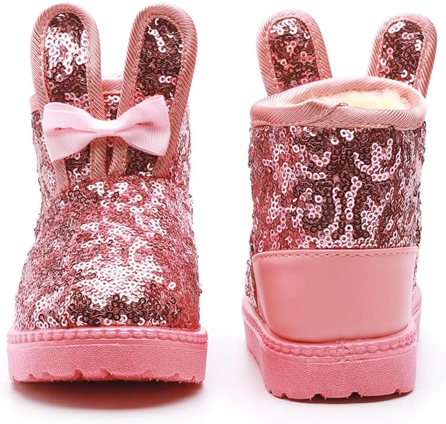 Детские зимние сапоги с пайетками для мальчиков и девочек DADAWEN, Pink — фото 4
