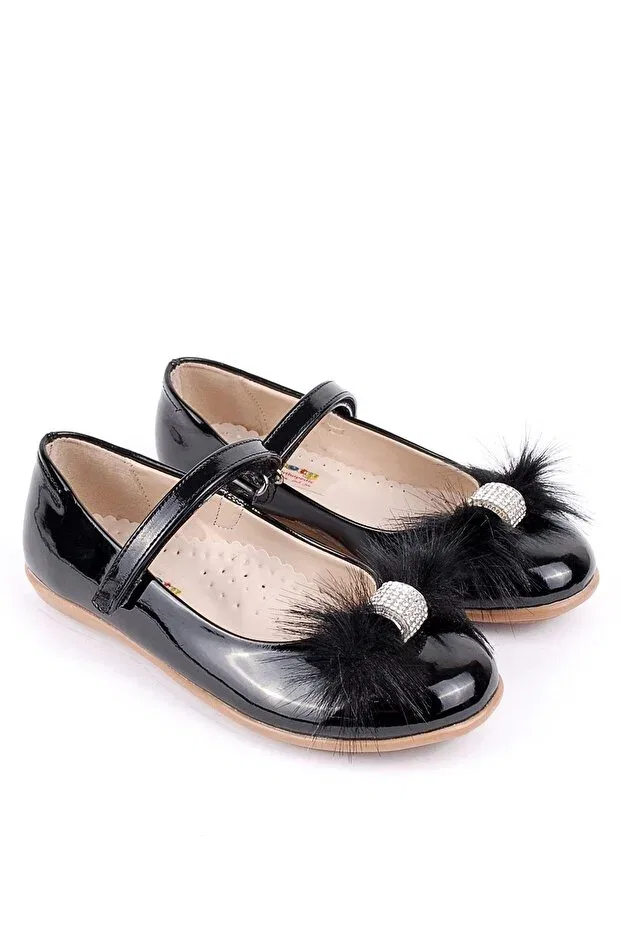 Детские балетки для девочек с коротким каблуком Stoned girl's daily and evening dress ballerina shoes Generic Brands, Black