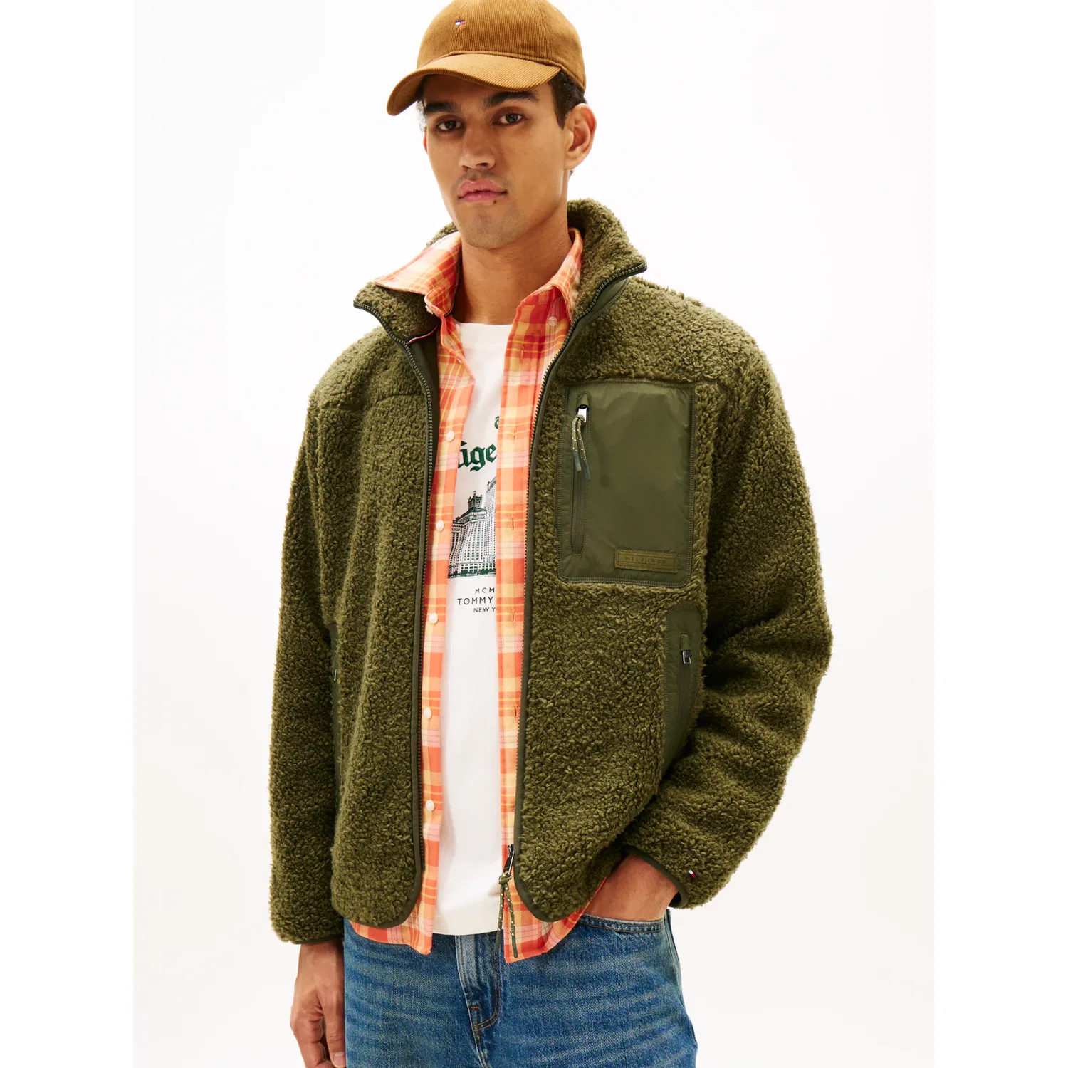 Мужская флисовая куртка с высоким воротником Teddy Fleece Zip Through Tommy Hilfiger, Huntsman Green