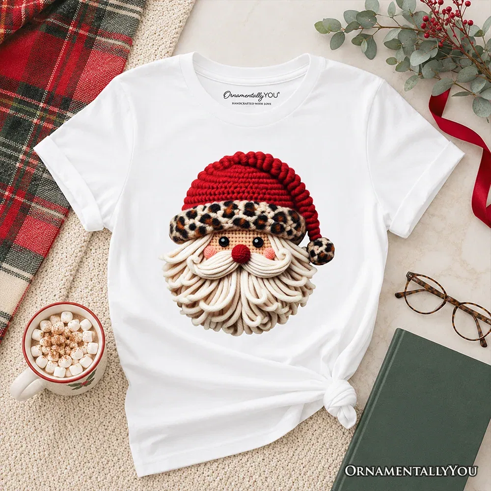 Детская футболка с принтом новогодней шапки Santa Leopard OrnamentallyYou, White