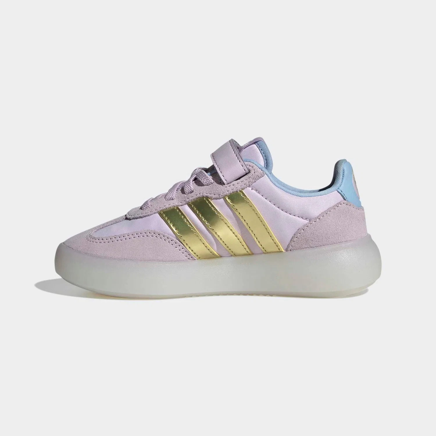 Детские кроссовки с графикой Frozen Adidas Sportswear, Ice Lavender/Gold Metallic/Glow Blue — фото 3