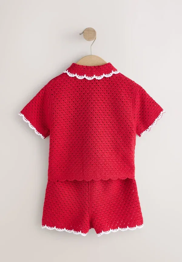 Комплект из шорт и топа, вязаный, Regular fit set, Next, red, красный — фото 2