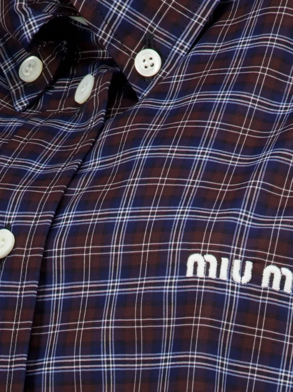 Укороченная рубашка в клетку Miu Miu, синий — фото 3