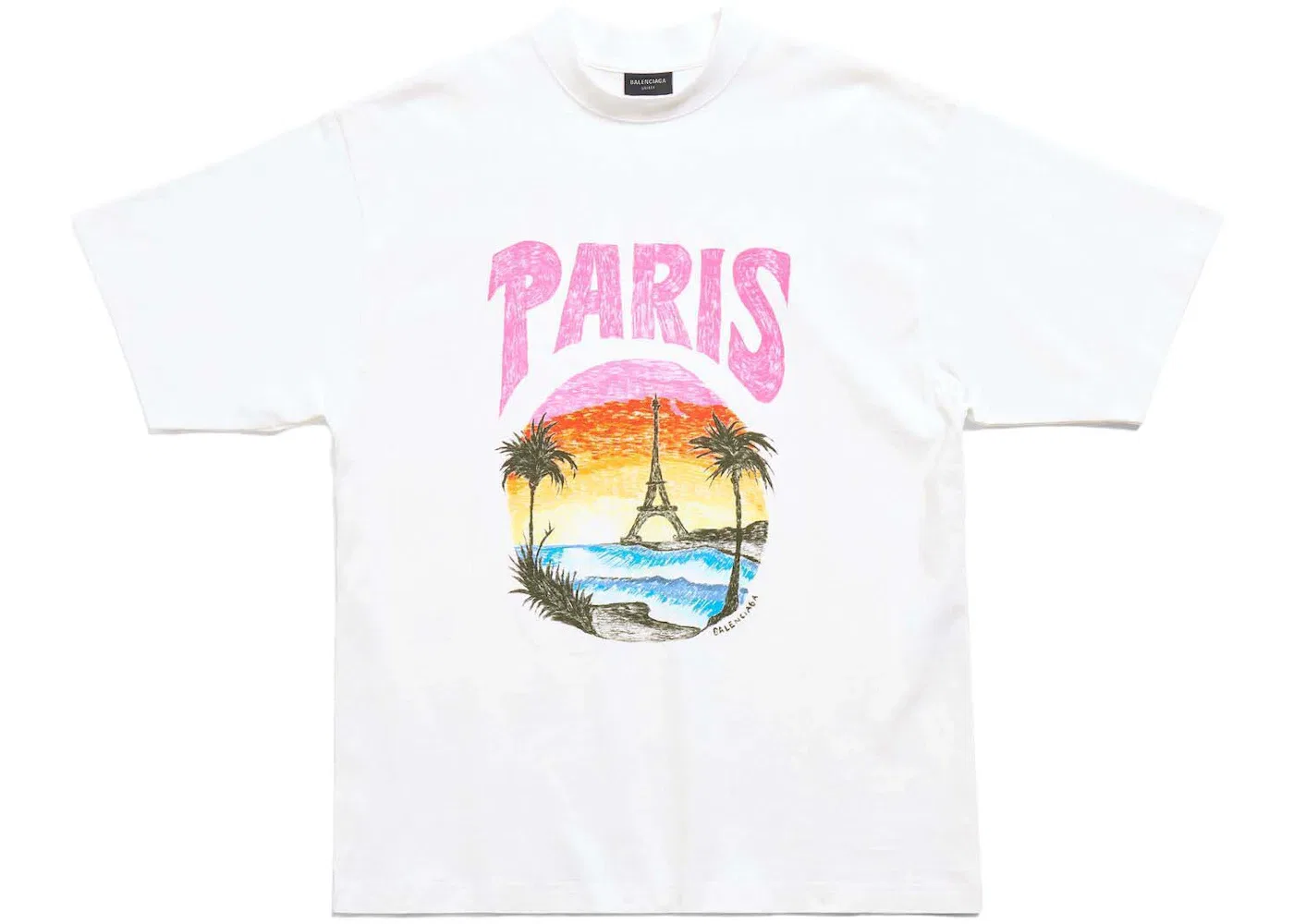 Женская футболка с принтом Balenciaga Paris Tropical T-Shirt Medium Fit, White/Pink