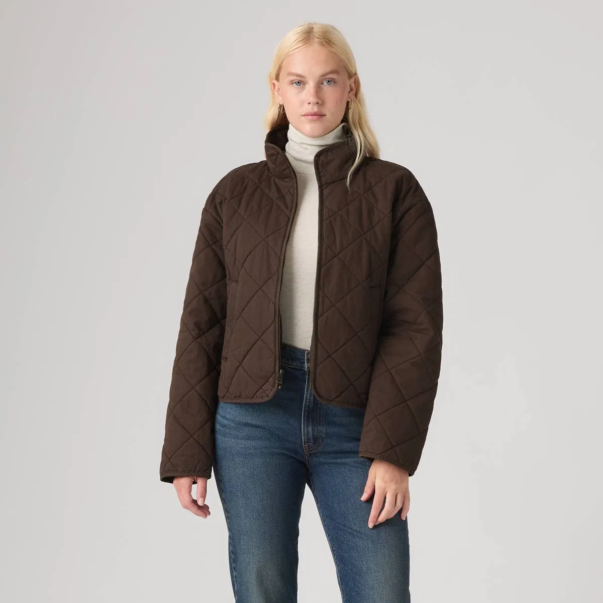 Хлопковая куртка с ромбовидной стежкой Levi's, Brown - Brown — фото 3