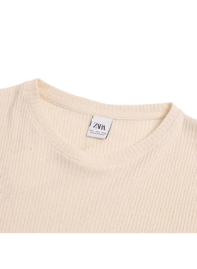 Свитер свободный с фактурным узором Zara, светло-абрикосовый — фото 4