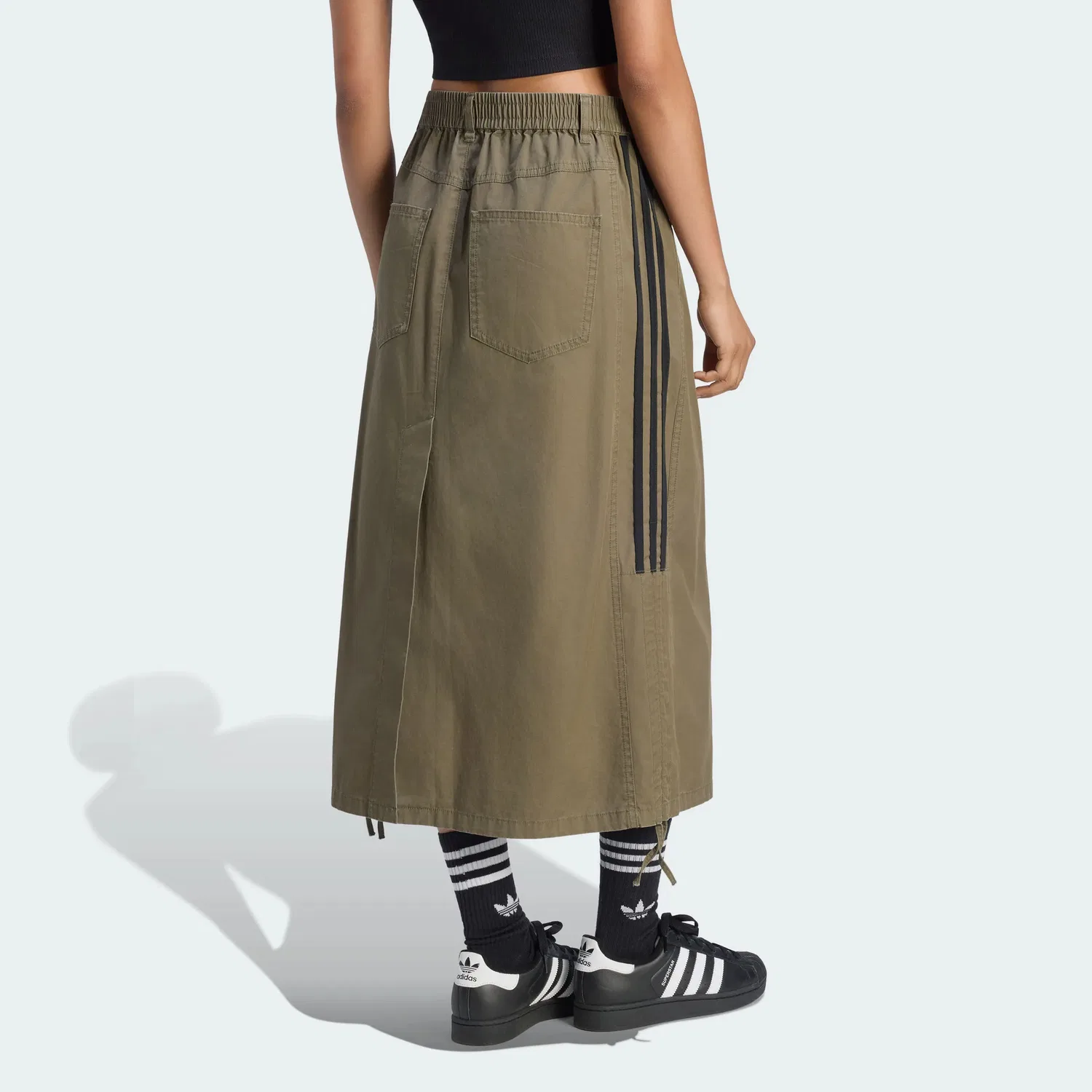 Женская длинная юбка с принтом Adidas Originals, Strata Olive Green — фото 3