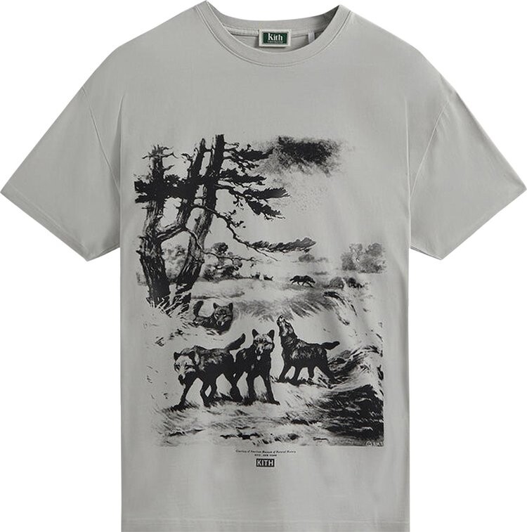 

Футболка Kith For AMNH Wolves Vintage Tee 'Concrete', серый