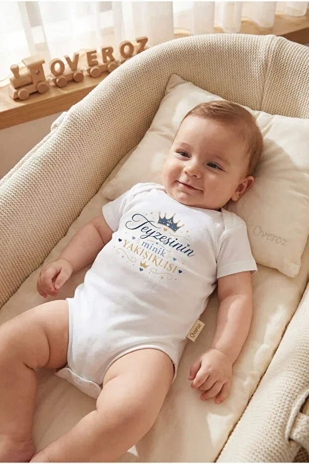 Детское боди для мальчиков с принтом Auntie'S handsome written baby bodysuit Overoz, White-45