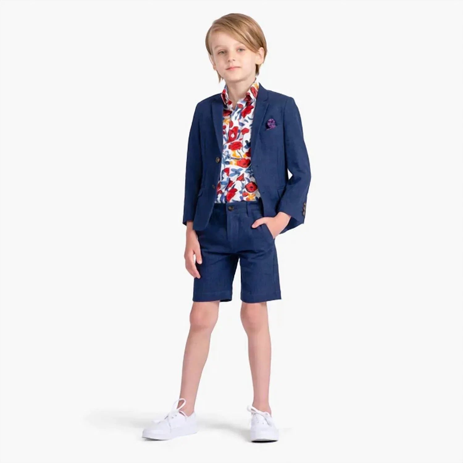 Детские шорты прямые из льна Appaman, Dark Navy