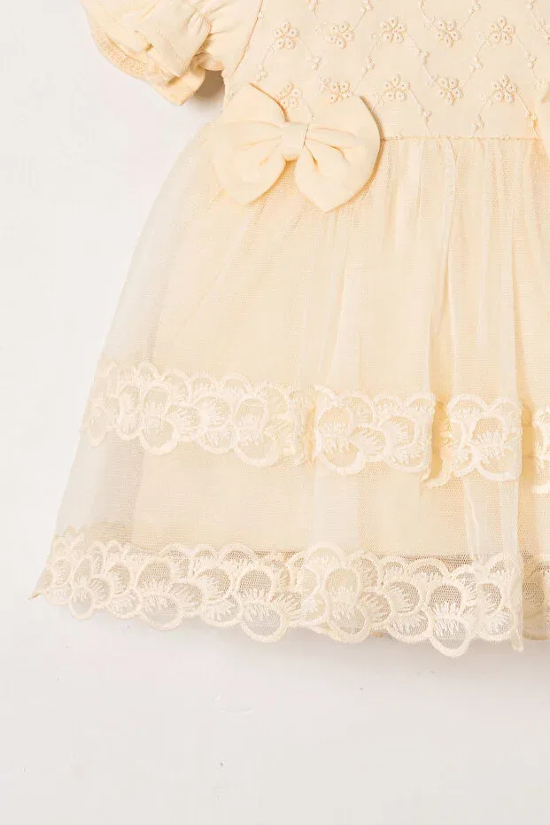Детское платье для девочек с кружевом Miniday Baby, Beige — фото 4