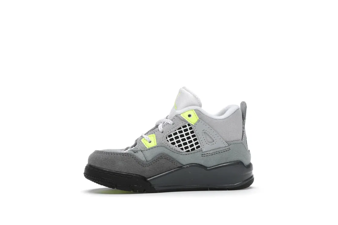 Детские кроссовки с принтом Jordan 4 Retro SE 95 Neon, Cool Grey/Volt-Wolf Grey-Anthracite — фото 3
