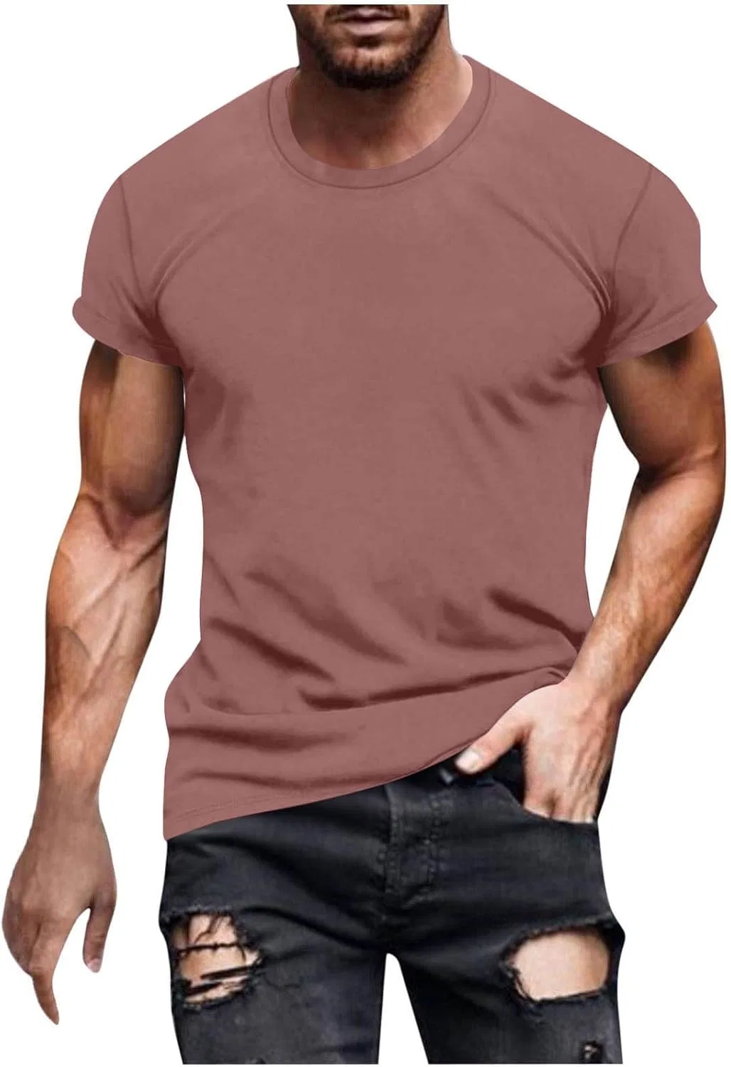 Мужская футболка с круглым вырезом Regular Fit, Pink