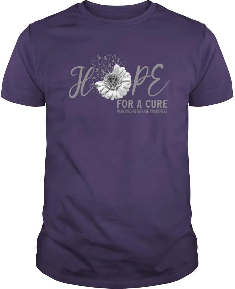 Мужская футболка с принтом Hope for A Cure Parkinson's Disease Awareness, фиолетовый