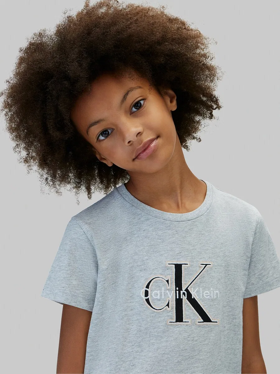 Футболка Calvin Klein Jeans 'SEASONAL' серого цвета — фото 3