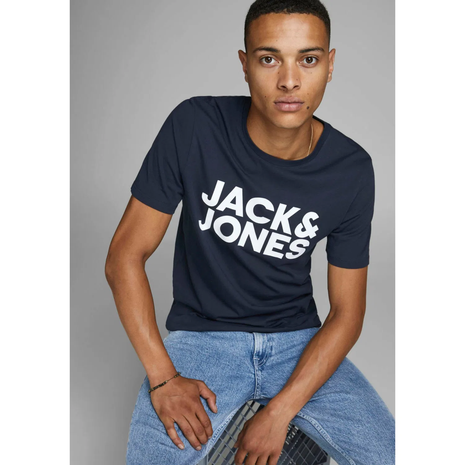 Детская хлопковая футболка с логотипом Jack & Jones, Navy — фото 2