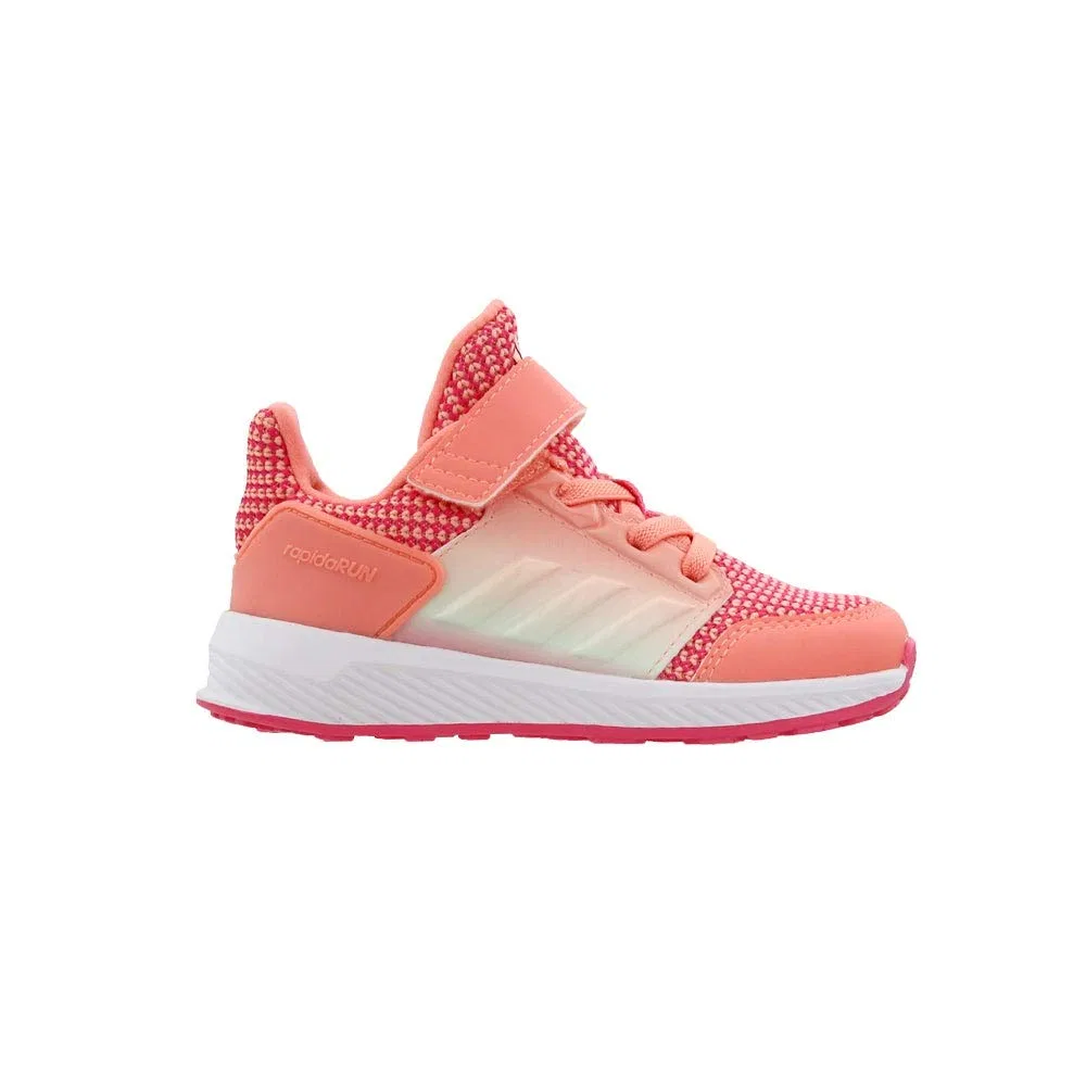 Детские кроссовки для девочек с принтом Rapidarun El Adidas, Real Pink White Coral Chalk