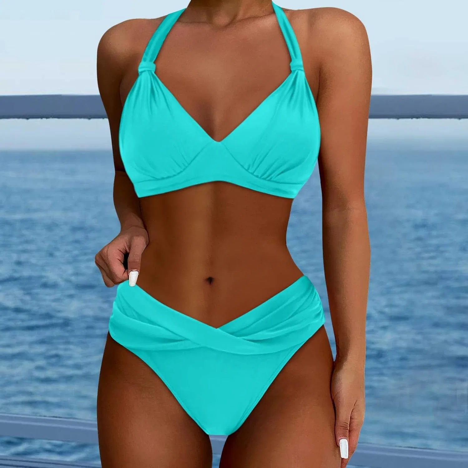 Женский бикини-комплект с высокой талией, мягкий, 14 Mint Green — фото 2