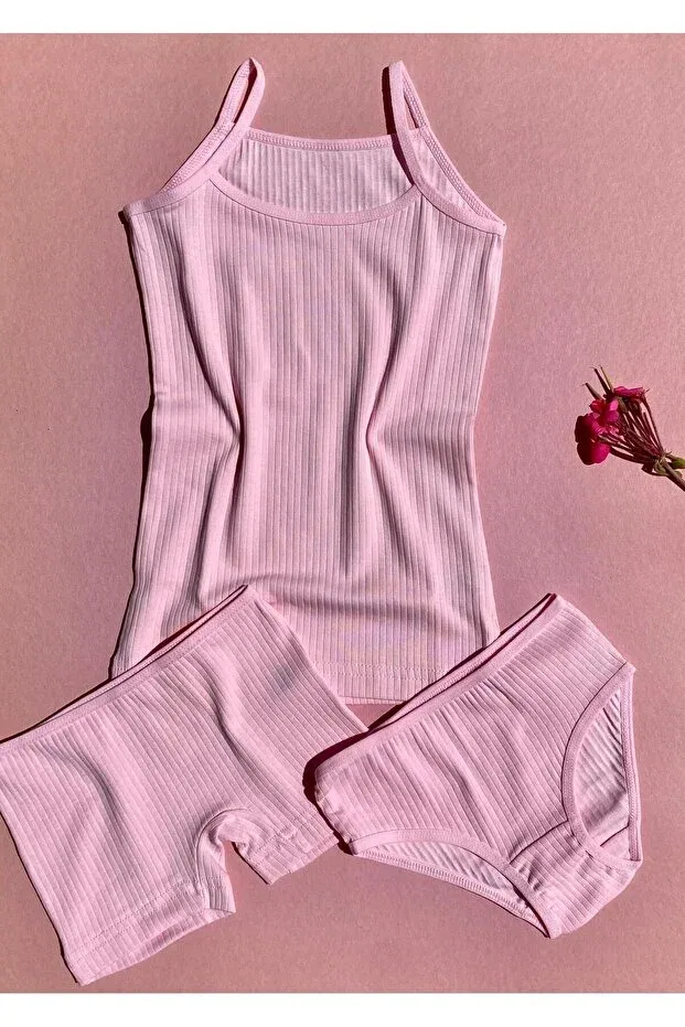 Детский комплект маек и шорт для девочек 4 предмета Victroy, Lilac — фото 4